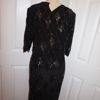 Vintage Argenti Black Sequins Dress Size L - Thumbnail 4