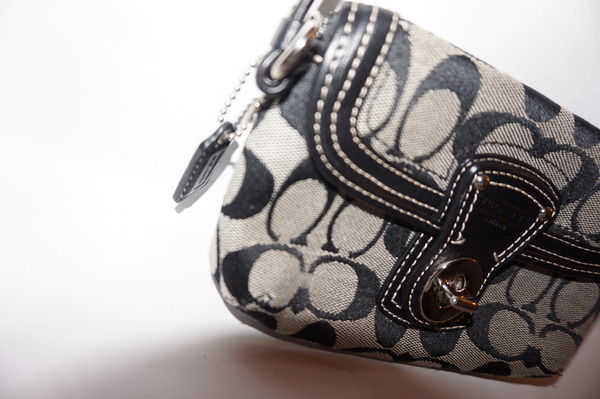 Authentic Black Signature Coach Wristlet 