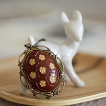 Vintage honeycomb cabochon long necklace