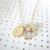 Personalized cluster necklace, dainty personalized jewelry - Thumbnail 1