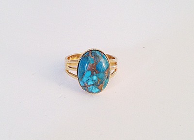 Oval Turquoise Copper Ring