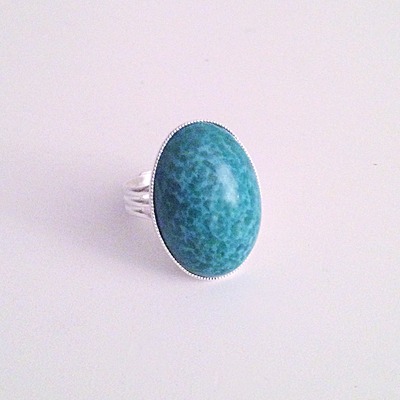 Large jade green stone ring