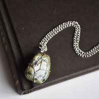 Rainforest Jasper Necklace, Wire Wrapped Stone Necklace, Wire Wrapped Stone, Healing Stones - Thumbnail 2