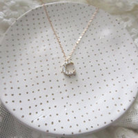 Luna necklace, rhinestone moon on gold filled chain  - Thumbnail 1