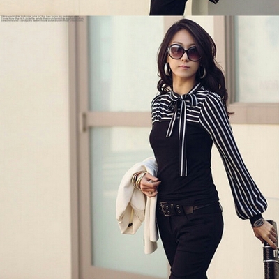 Jenna side bow striped blouse