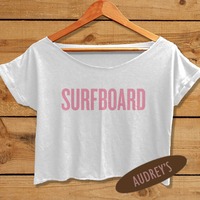 Women's Crop Tee Surfboard shirt surf team tops - Thumbnail 1