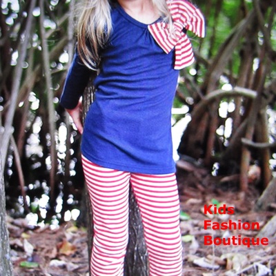 Girls 2-pieces navy/red pant outfit