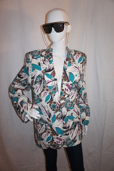 Vintage toni garment white/turquoise blazer sie 1x