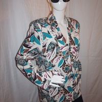 Vintage Toni Garment White/Turquoise Blazer Sie 1x - Thumbnail 1