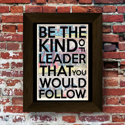 Be the kind of leader quote super hero upcycled vintage comic book art print. #0017