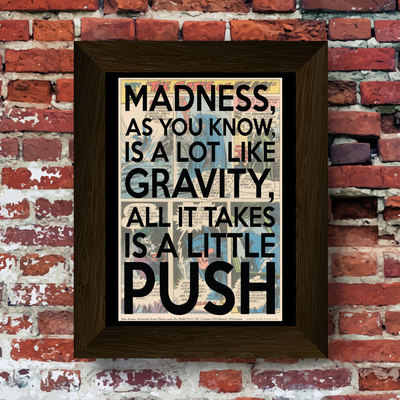 Madness as you know quote villain upcycled vintage comic book art print. #0019