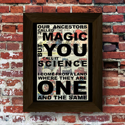 Thor magic and science quote super hero upcycled vintage comic book art print. #0025