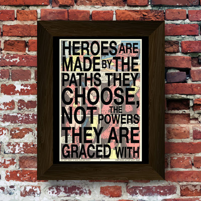 Ironman heroes are made quote super hero upcycled vintage comic book art print. #0001