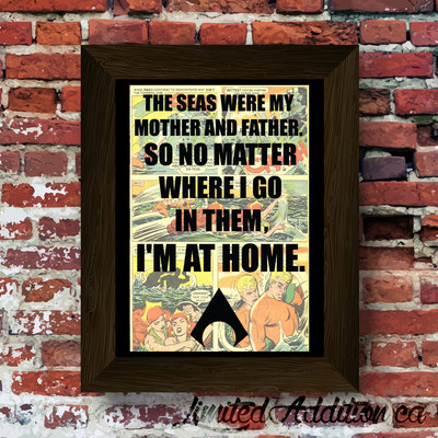 Aquaman inspired quote upcycled vintage comic book art print. #0040
