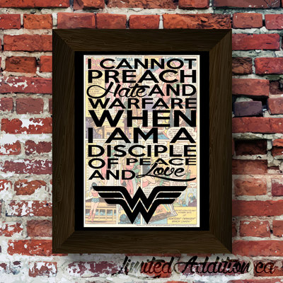 Wonder woman inspired quote with symbol upcycled vintage comic book art print. #0045