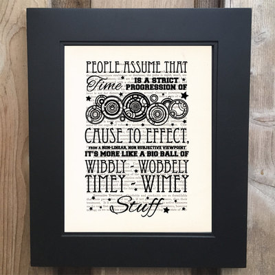 Doctor who inspired wibbly wobbely art print on upcycled 1903 medicology book #0001