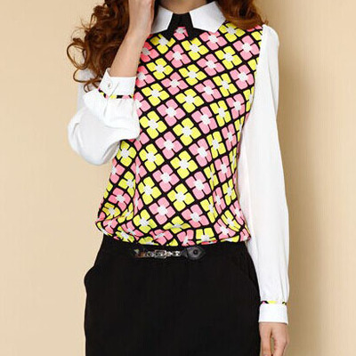 Fashion chiffon a line above knee patchwork womens dresses 023-150105019