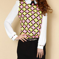 Fashion Chiffon A Line Above Knee Patchwork Womens Dresses 023-150105019 - Thumbnail 1