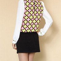 Fashion Chiffon A Line Above Knee Patchwork Womens Dresses 023-150105019 - Thumbnail 2