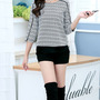 Fashion Cotton Three Quarter Sleeve O-Neck Pullover Cartoon Womens T-Shirts 025-150105008-1