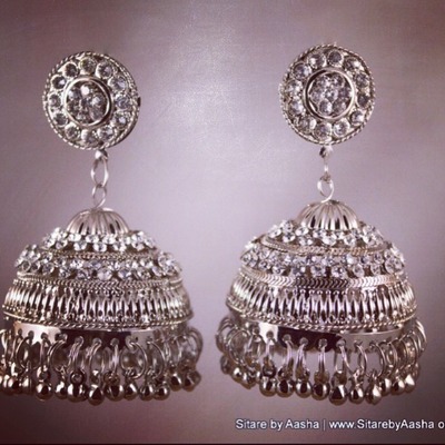 Silver jhumke earrings