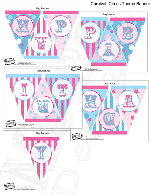 Carnival Birthday Banner, Circus Birthday Banner, Carnival Bunting, Circus Bunting, Carnival Party Banner, Circus Birthday