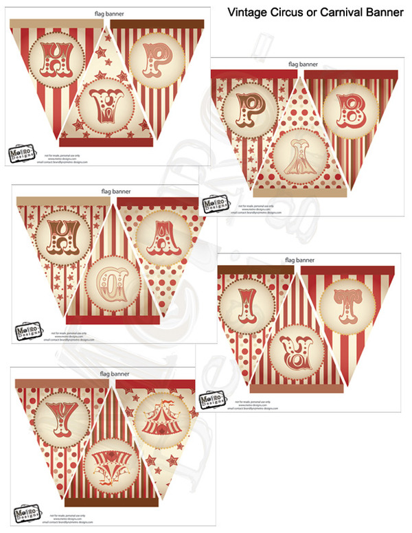 Vintage Carnival Birthday Banner, Circus Birthday Banner, Carnival Bunting, Circus Bunting, Carnival Party Banner, Circus Birthday