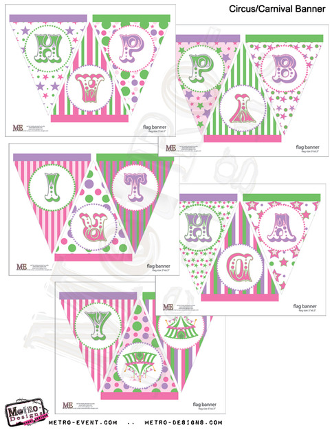 Carnival Birthday Banner, Circus Birthday Banner, Carnival Bunting, Circus Bunting, Carnival Party Banner, Circus Birthday