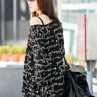 Fashion Cotton Blends Long Sleeve O-Neck Pullover Letter Womens T-Shirts 025-140507024 - Thumbnail 1