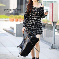 Fashion Cotton Blends Long Sleeve O-Neck Pullover Letter Womens T-Shirts 025-140507024 - Thumbnail 3