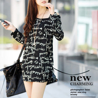 Fashion Cotton Blends Long Sleeve O-Neck Pullover Letter Womens T-Shirts 025-140507024 - Thumbnail 4