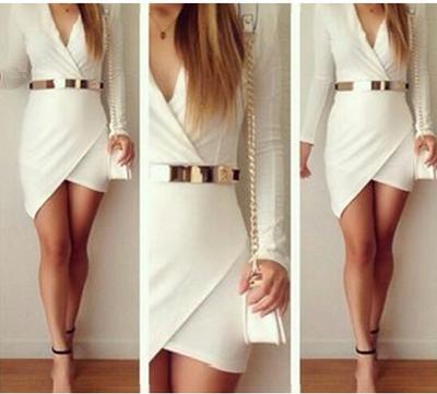 Slim Sexy V-Neck Long-Sleeved Dress