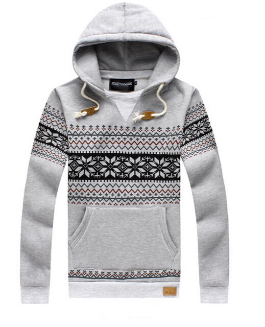 Striped Hooded Long Sleeve Cotton Pullover Mens Hoodies 012-140701005