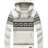 Striped Hooded Long Sleeve Cotton Pullover Mens Hoodies 012-140701005 - Thumbnail 2