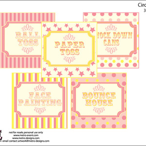 Circus and Carnival Party Signs, 30qty