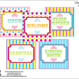 30 Party Signs - Circus or Carnival Party