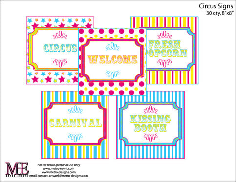 30 Party Signs - Circus or Carnival Party