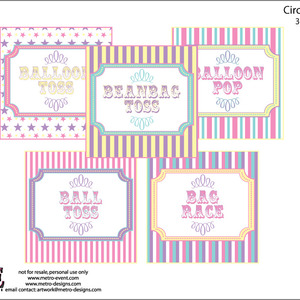Circus and Carnival Party Signs, 30qty