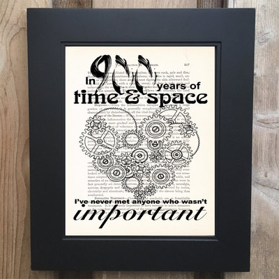 Doctor who time & space art print on upcycled 1903 medicology book #0006