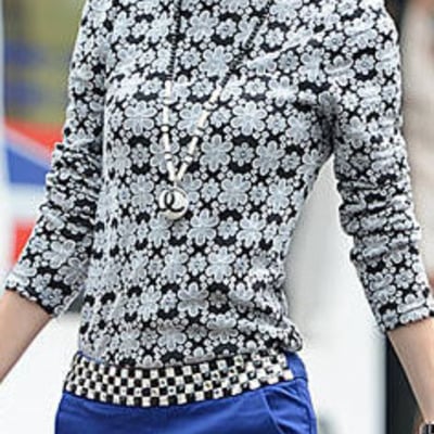 Fashion cotton blends long sleeve o-neck pullover print womens t-shirts 025-150107009