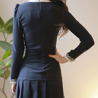 Sexy Cotton Blends Sheath Above Knee Patchwork Womens Dresses 023-150107026 - Thumbnail 4