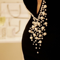 Sexy Racerback Pearl Black Dress - Thumbnail 3