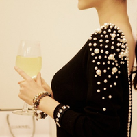 Sexy Racerback Pearl Black Dress - Thumbnail 4