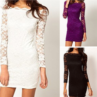 Lace Boat Neck Cocktail Dress - Thumbnail 1