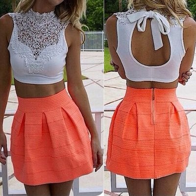 Nancy sleeveless lace crop top