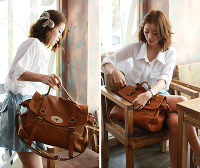 Retro Brown Messenger Tote Handbag