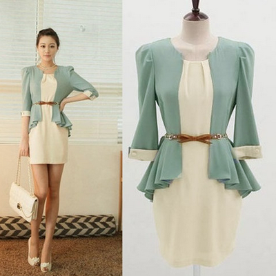 2pcs half sleeve chiffon dress