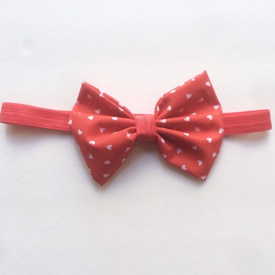 Valentine Hearts Bow on Elastic