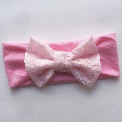 Pink lace bow headwrap