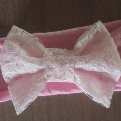 Pink lace bow headwrap